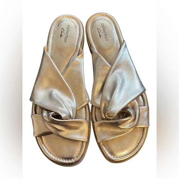 🟠Clarks Collection Metallic Slip-On Sandals – Size 8/8.5 - Picture 1 of 8